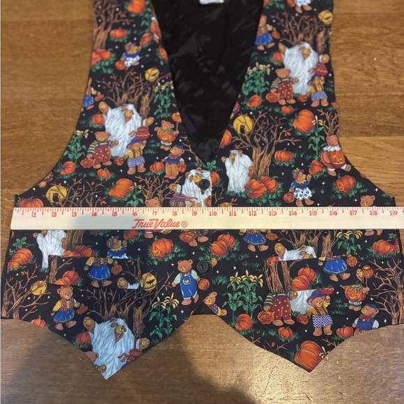 Vintage Halloween Bear Vest | XL | Made in USA | Pumpkins Ghosts Trick-or-Treat - Picture 8 of 9